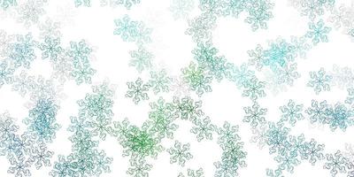 ljusblå, grön vektor doodle mönster med blommor.