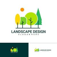 landskap träd logotyp vektor mall, kreativa träd logotyp designkoncept