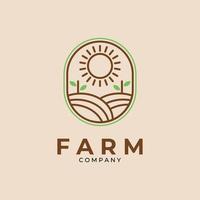 minimalistisches Farm Line Art Logo Emblem Vektor Template Design