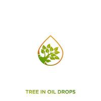 Baum- und Öltropfen-Logo-Design-Vektor vektor