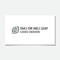 mej eller mje initial leaf logo design vektor