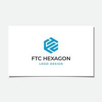 ftc eller ftu hexagon logotypdesign vektor