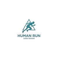 mänsklig löpning och triangellogotypdesign vektor