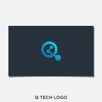 q teknik logotyp design vektor