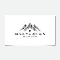 rock berg hus logotyp design vektor