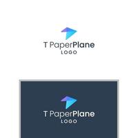 t Papierflugzeug-Logo-Design-Vektor vektor