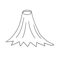 abstrakter Doodle-Vulkan mit heißem Krater-Symbol isoliert auf weißem Hintergrund. vektor