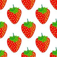 seamless mönster med tecknad röd jordgubbe. frukt bakgrund. vektor
