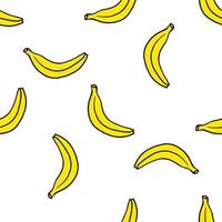 Nahtloses Muster mit Cartoon-Doodle-Banane. Obst-Hintergrund. vektor