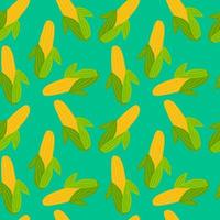 grönsaker seamless mönster. majs med blad bakgrund. vektor