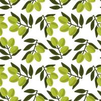 grön olivkvist med bär och blad seamless mönster. grönsaker bakgrund. vektor
