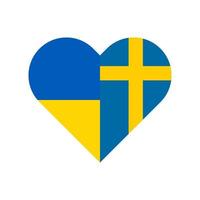 hjärta form ikon med Ukraina och Sverige flagga. vektor illustration isolerad på vit bakgrund