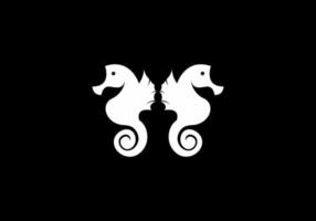 monogramm seepferdchen schwarz und weiß vektor