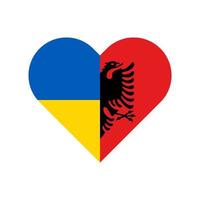 Herzform-Symbol mit ukrainischer und albanischer Flagge. Vektor-Illustration isoliert auf weißem Hintergrund