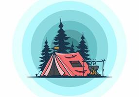 camping och matlagning i naturen illustration vektor