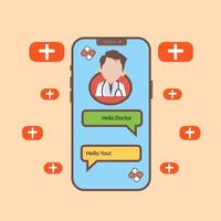 Online-Arzt-Vektor-Illustrationskonzept Patientenkonsultation zum Arzt per Smartphone vektor