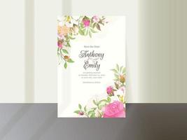 schöne aquarell-blumenschablone der hochzeitskarte vektor