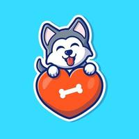 husky hund kärlek tecknad vektor ikonillustration. djur kärlek ikon koncept isolerade premium vektor. platt tecknad stil