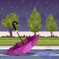 geklauter Regenschirm am regnerischen Tag vektor