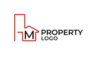 bokstaven m minimalistisk kontur byggnad vektor logotyp designelement