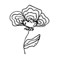 vektor enkel blomma doodle clipart. handritad blommig illustration isolerad på vit bakgrund. för tryck, webb, design, dekor, logotyp.