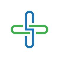 buchstabe s medical plus logo-design vektor
