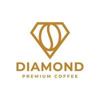 diamant kaffeböna logotyp design vektor