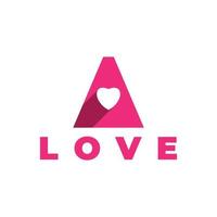 bokstaven a med kärlek 3d-logotypdesign vektor