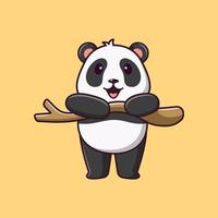 söt tecknad panda hängande på en gren, vektor tecknad illustration, tecknad clipart