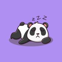 söt sovande panda tecknad, vektor tecknad illustration, tecknad clipart