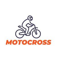 Motocross-Liniensymbol, Fahrer auf einem Motorrad vektor