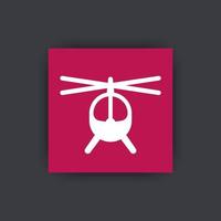 Hubschraubersymbol, kleines Hubschrauberzeichen, flaches quadratisches Symbol, Vektorillustration vektor