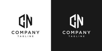 kreativa brev cn monogram logotyp design ikon mall vit och svart bakgrund vektor