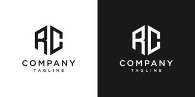 kreativer brief rc monogramm logo design symbol vorlage weißer und schwarzer hintergrund vektor