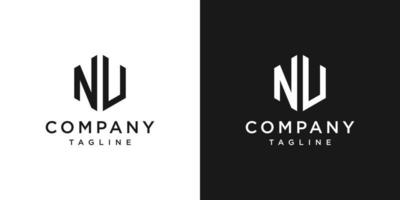 kreativ bokstav nu monogram logotyp design ikon mall vit och svart bakgrund vektor