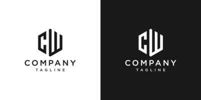 kreativer Buchstabe cw-Monogramm-Logo-Design-Symbol-Vorlage weißer und schwarzer Hintergrund vektor
