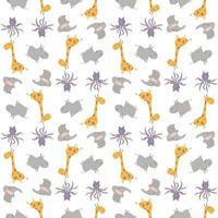Muster von niedlichen handgezeichneten Tieren. Giraffe, Nilpferd, Oktopus. zeichentrickfiguren auf einem muster für textilien, stoffe, tapeten. vektor