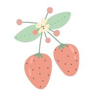 handritade tecknade jordgubbe. bär illustration isolerad på vit bakgrund. vektor