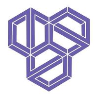 logotyp för optisk illusion. omöjliga former. heliga geometriska figurer. abstrakta eviga geometriska objekt. omöjliga ändlösa konturformer. optisk konst. omöjlig geometri form på en vit bakgrund. vektor