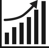 Vektor Wachstumsfortschritt schwarzer Pfeil. Business-Grafik-Symbol. schwarzes Diagrammsymbol.