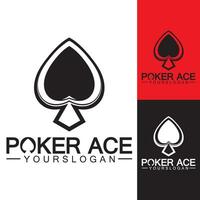 Poker-Ass-Spaten-Logo-Design für Casino-Geschäft, Glücksspiel, Kartenspiel, Spekulationen usw.-Vektor vektor