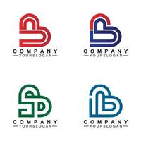 första bokstaven b love heart logo design vektor