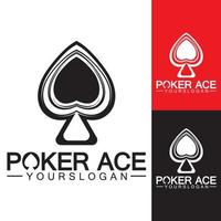 Poker-Ass-Spaten-Logo-Design für Casino-Geschäft, Glücksspiel, Kartenspiel, Spekulationen usw.-Vektor