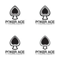 Poker-Ass-Spaten-Logo-Design für Casino-Geschäft, Glücksspiel, Kartenspiel, Spekulationen usw.-Vektor vektor