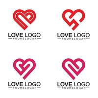 Liebes-Logo-Design-Vektor, geometrischer Herd-Logo-Vektor, lineares Liebes-Vektor-Logo-Konzept, herzförmiger Logo-Design-Vektor vektor