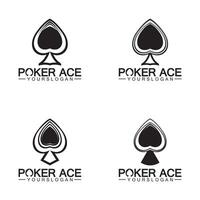 Poker-Ass-Spaten-Logo-Design für Casino-Geschäft, Glücksspiel, Kartenspiel, Spekulationen usw.-Vektor vektor