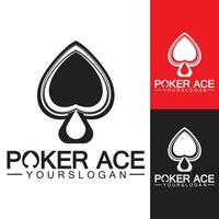 Poker-Ass-Spaten-Logo-Design für Casino-Geschäft, Glücksspiel, Kartenspiel, Spekulationen usw.-Vektor vektor