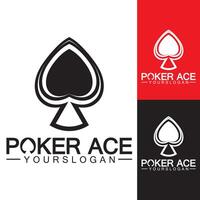 poker ess spade-logotypdesign för kasinoaffärer, hasardspel, kortspel, spekulationer, etc-vektor vektor