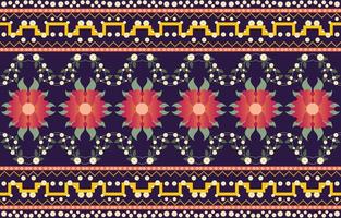 blomma färgglada tyg, geometriska etniska mönster i traditionell orientalisk bakgrundsdesign för matta, tapeter, kläder, omslag, batik, vektorillustration broderi stil. vektor