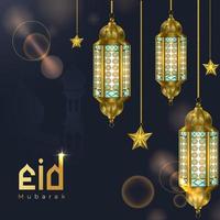 eid mubarak sociala medier post designmall design med måne, stjärna, ornament, vektor